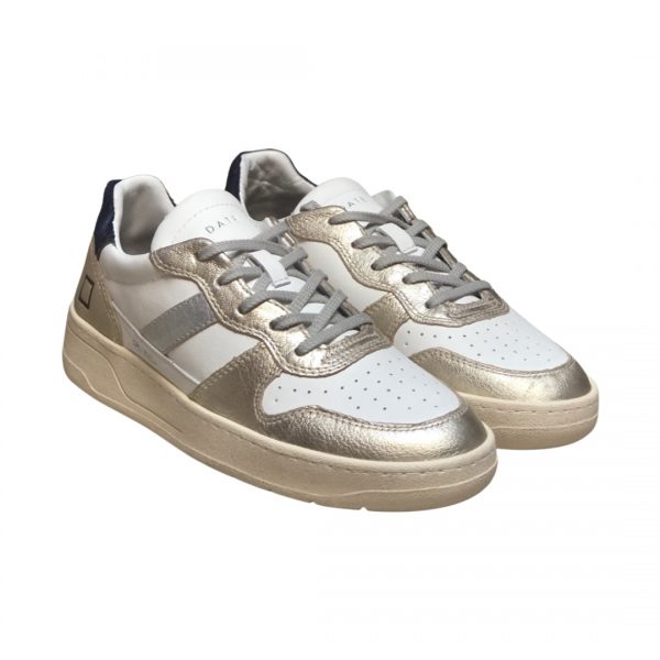 D.A.T.E SNEAKERS COURT 2.0 VINTAGE LAMINATED PLATINO