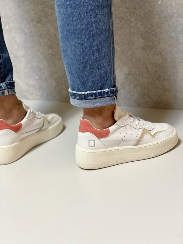 D.A.T.E Sneakers Step Calf White Peach