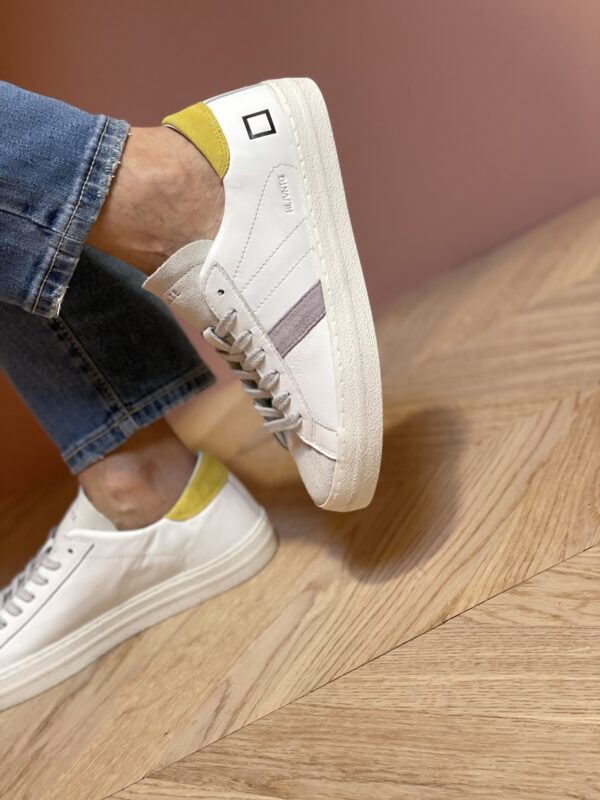 D.A.T.E Sneakers Hill Low Vintage Calf White-Yellow