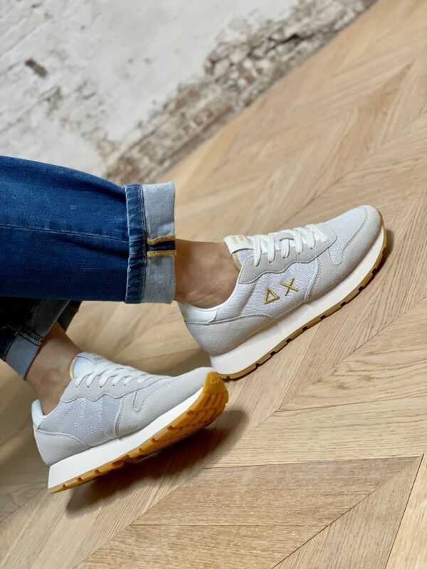 SUN68 Sneakers Ally Glitter Textile Bianco