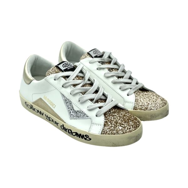 4B12 Sneakers Suprime Glitter Platino-Bianco