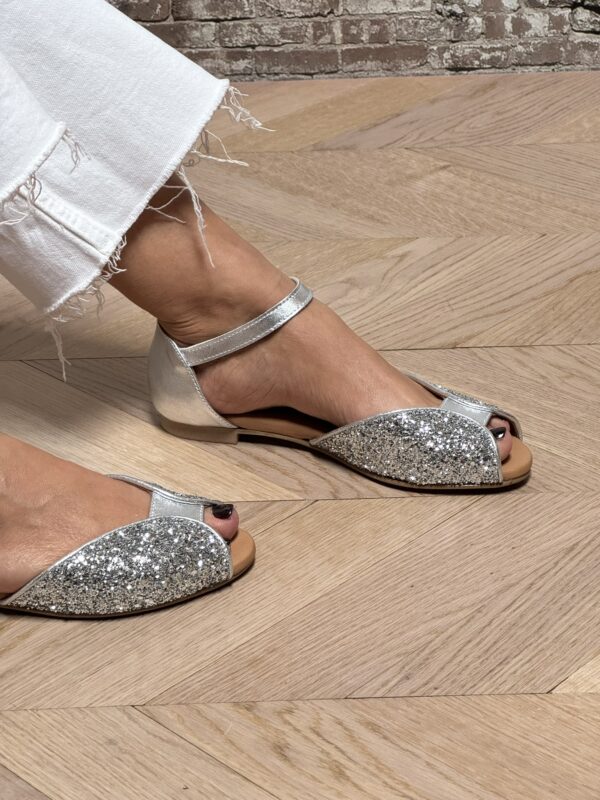 CREATIVE Sandalo Flat Glitter Argento