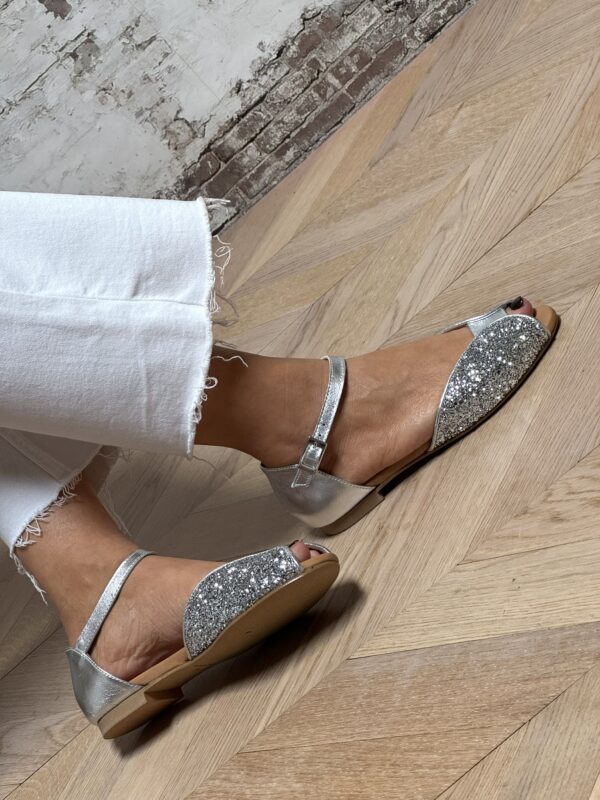 CREATIVE Sandalo Flat Glitter Argento
